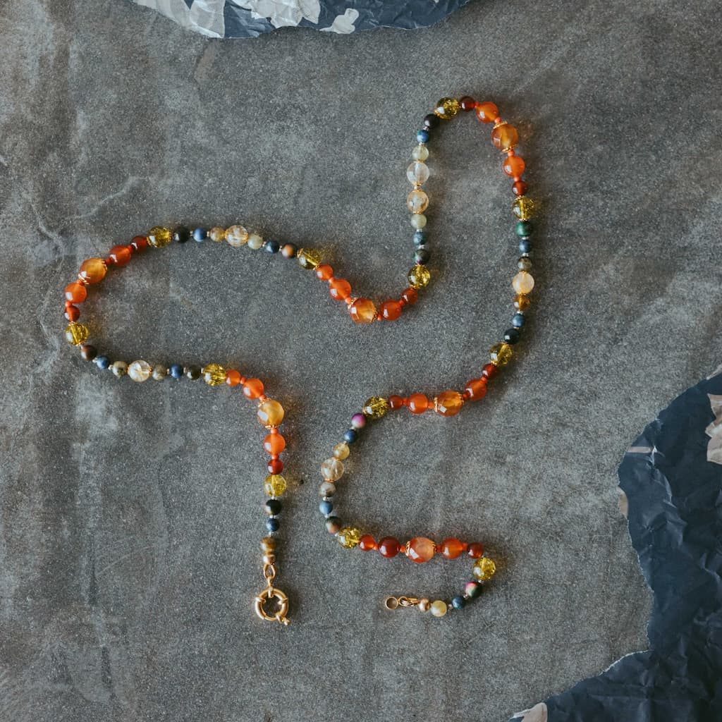 Carnelian and citrine gemstone mala